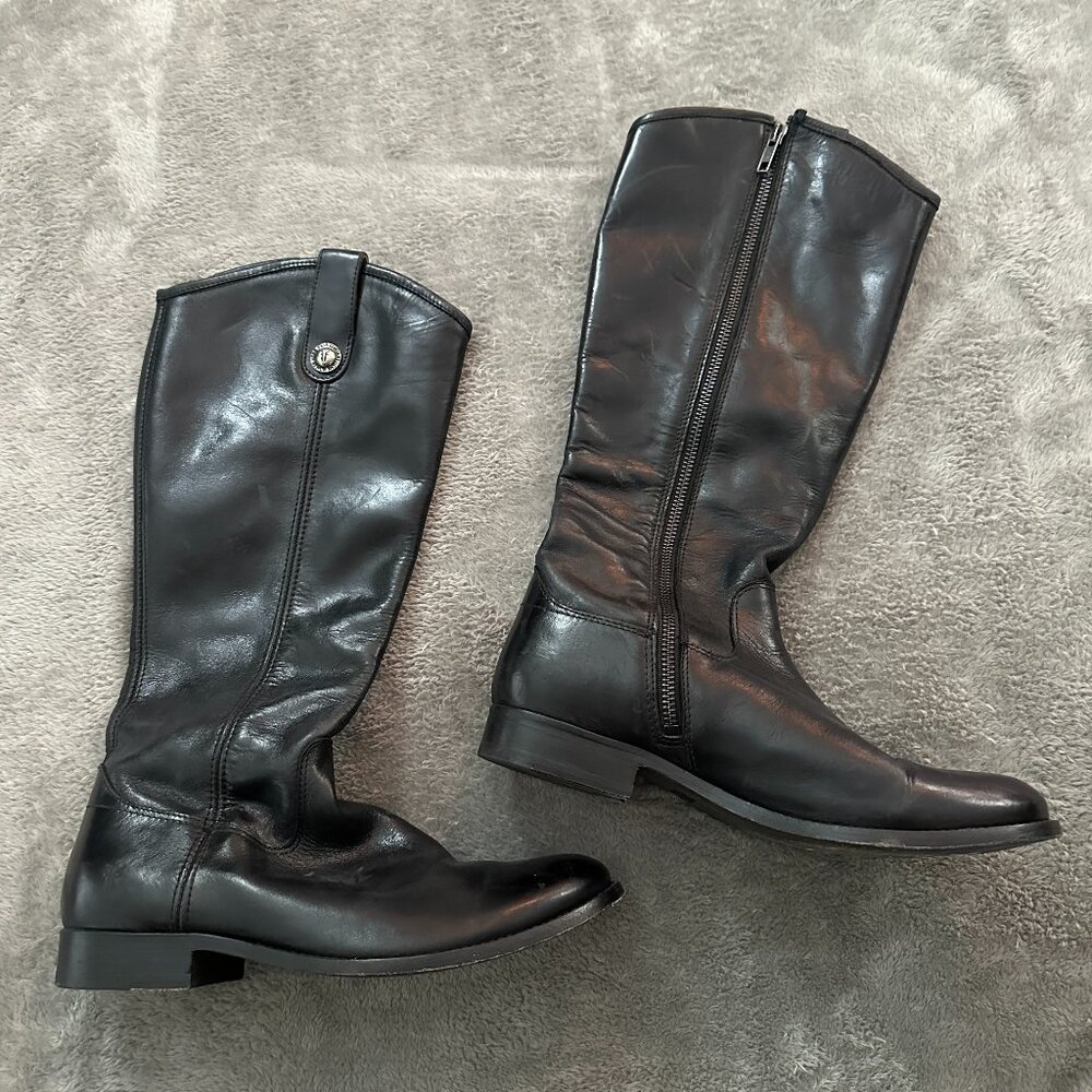 Frye Black Leather Heeled Boots